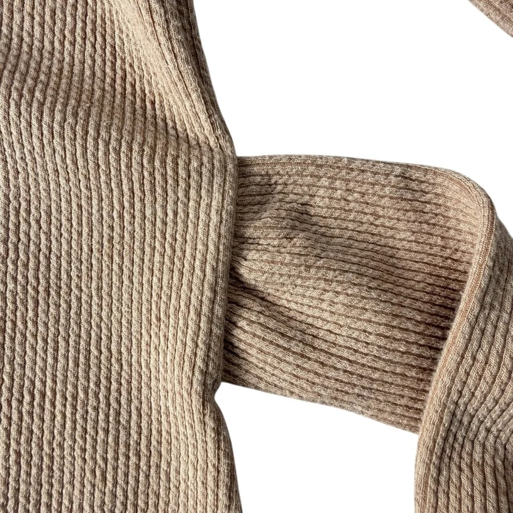 SHEIN Maternity Sweater Rib-Knit V Neck Belted Bodycon Dress Stretch Apricot L - Picture 4 of 12
